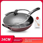 34cm Non Stick Wok With Glass Cover