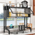 Over the Sink Dish Rack With Flip Cabinet Door